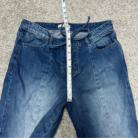 ULLA JOHNSON Jeans Womens Size 6 Blue Alex Lace Up Tie Waist Mid Rise Straight - Picture 4 of 9